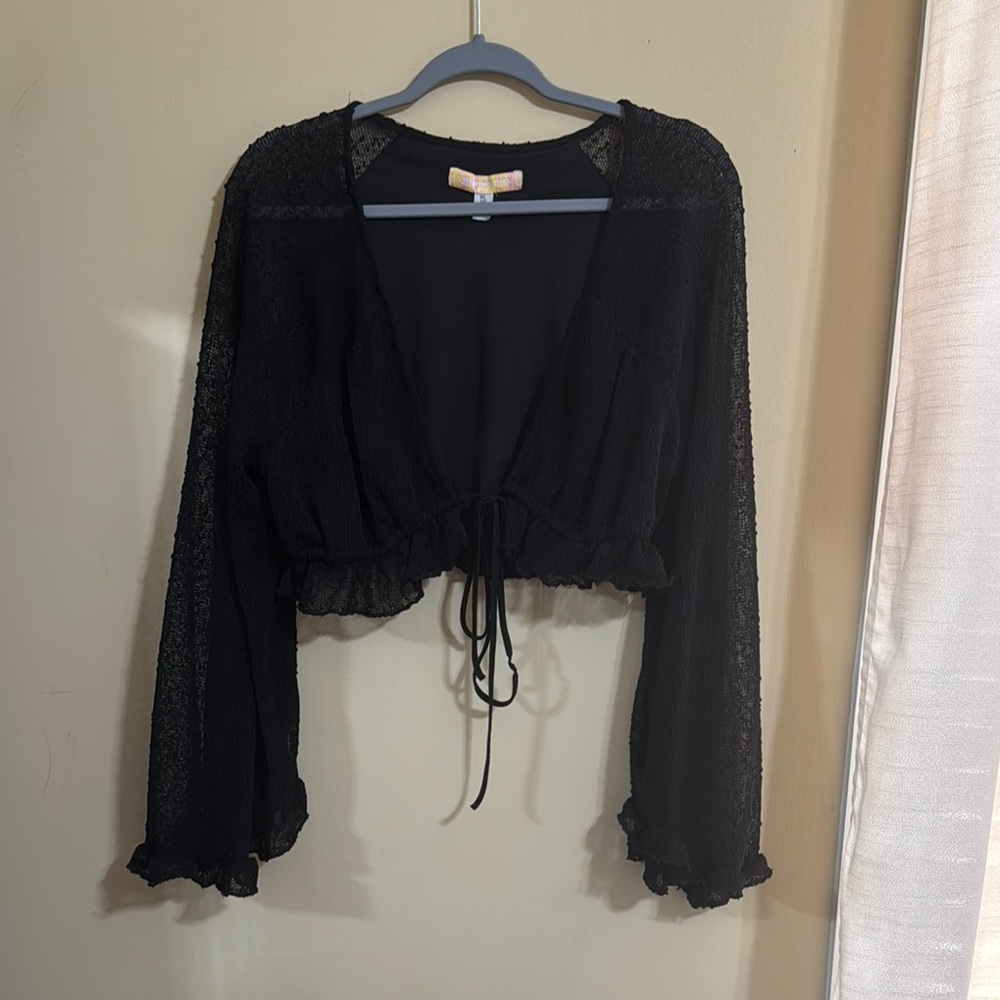 Urban Outfitters Black Lace Crop Top